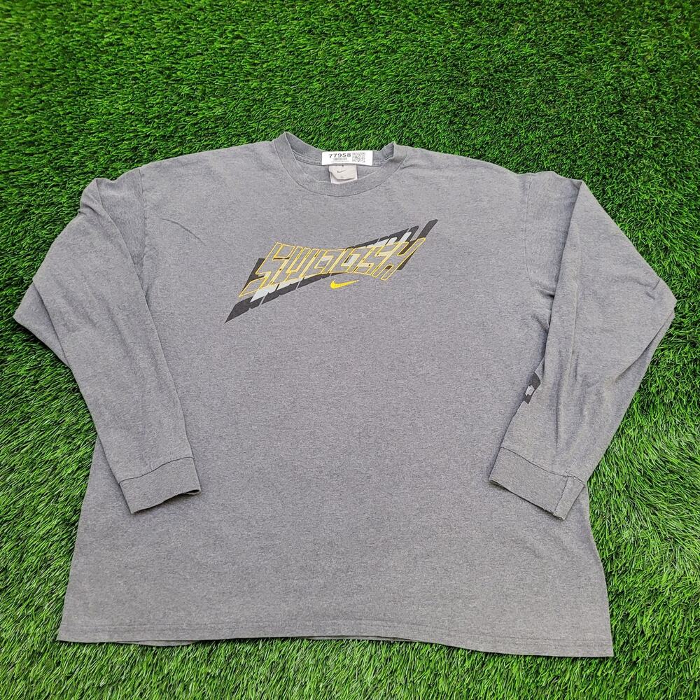 Vintage 90s NIKE Center Swoosh Shirt L/XL 25x26 Gray USA